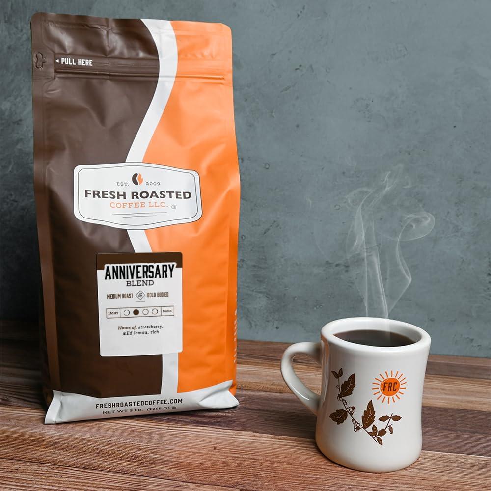 Fresh Roasted Coffee Fresh Roasted Coffee, Anniversary Blend, 5 lb (80 oz), Medium Roast, Kosher, Ground