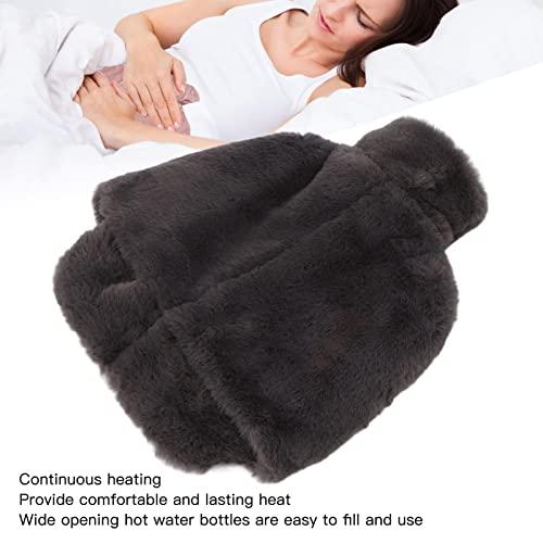 Yosoo Feet Hot Water Feet Hot Water Bottle with Soft Fuzzy Cover Grey Rubber Warm Water Bag Heating Pouch for Neck Shoulders Foot Hunting Camping Xmas Gifts, Pad Grey Hot Water Bottles