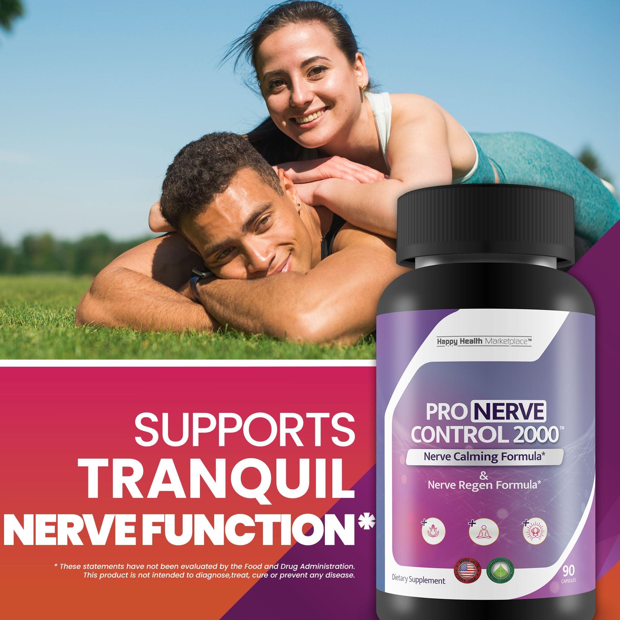 Happy Health Marketplace Pro Nerve Control 2000 - Nerve Support Supplement - Promote Healthy Nerve Control & Nerve Function with Nerve Support Vitamins & Antioxidants - Nerve Pain Supplements for Nerve Health Support
