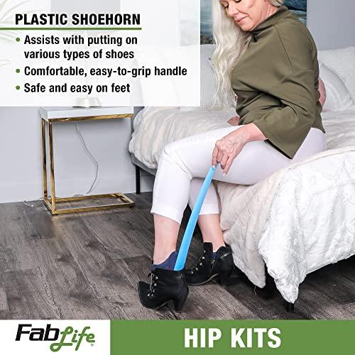 FabLife FabLife Hip Kit Daily Living Aids for Mobility, Hip Replacement Recovery, Knee and Back Surgery Includes Grabber Reacher, Bath Sponge Stick, Sock Aid, Shoehorn, Dressing Stick