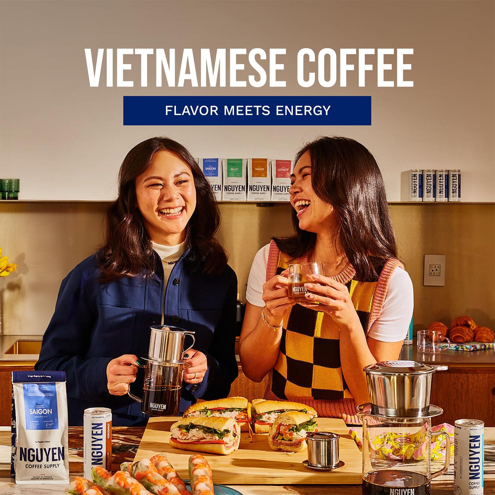 NGUYEN COFFEE SUPPLY Nguyen Coffee Supply - Hanoi Robusta: Dark Roast Premium Ground Coffee Beans, Vietnamese Single Origin, Direct Trade, Low Acid with High Caffeine Content, Roasted in Brooklyn [12 oz Bag]