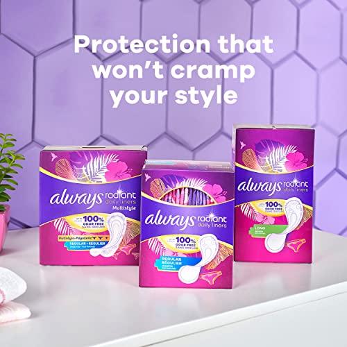 Always Always Radiant Liners, Unscented, 96 Count,Pack of 4 (Total 384 Count) (Packaging May Vary)