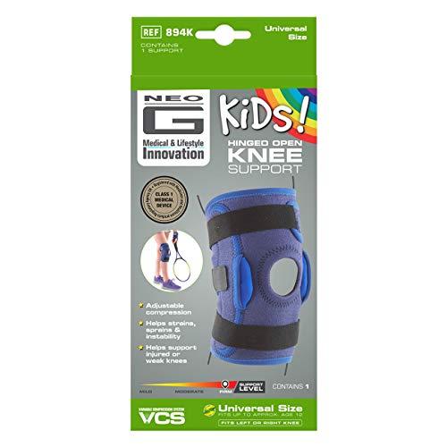 Neo-G Neo G Knee Brace for Kids, Hinged Open Patella - Side Hinges Support For ACL, Juvenile Arthritis Relief, Joint Pain, Meniscus Pain - Adjustable Compression - Class 1 Medical Device - One Size - Blue