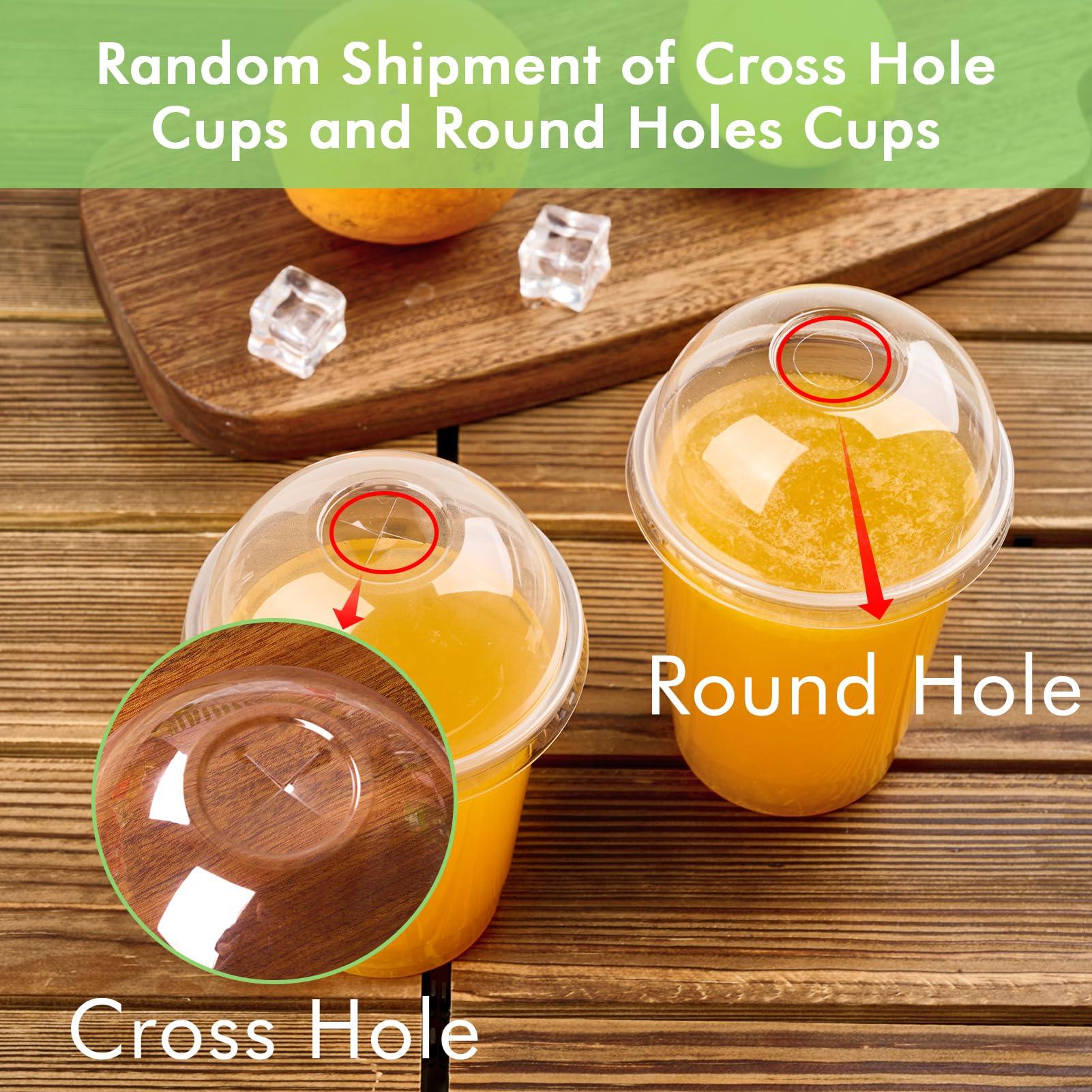 FOCUSLINE FOCUSLINE 200 PACK 16oz Clear Plastic Cups with Lids, Disposable Cold Drinking Cups, 16 Ounce Large Clear Cups with Dome Lids with Holes for Smoothie, Milkshake, Bubble Tea, Parfait