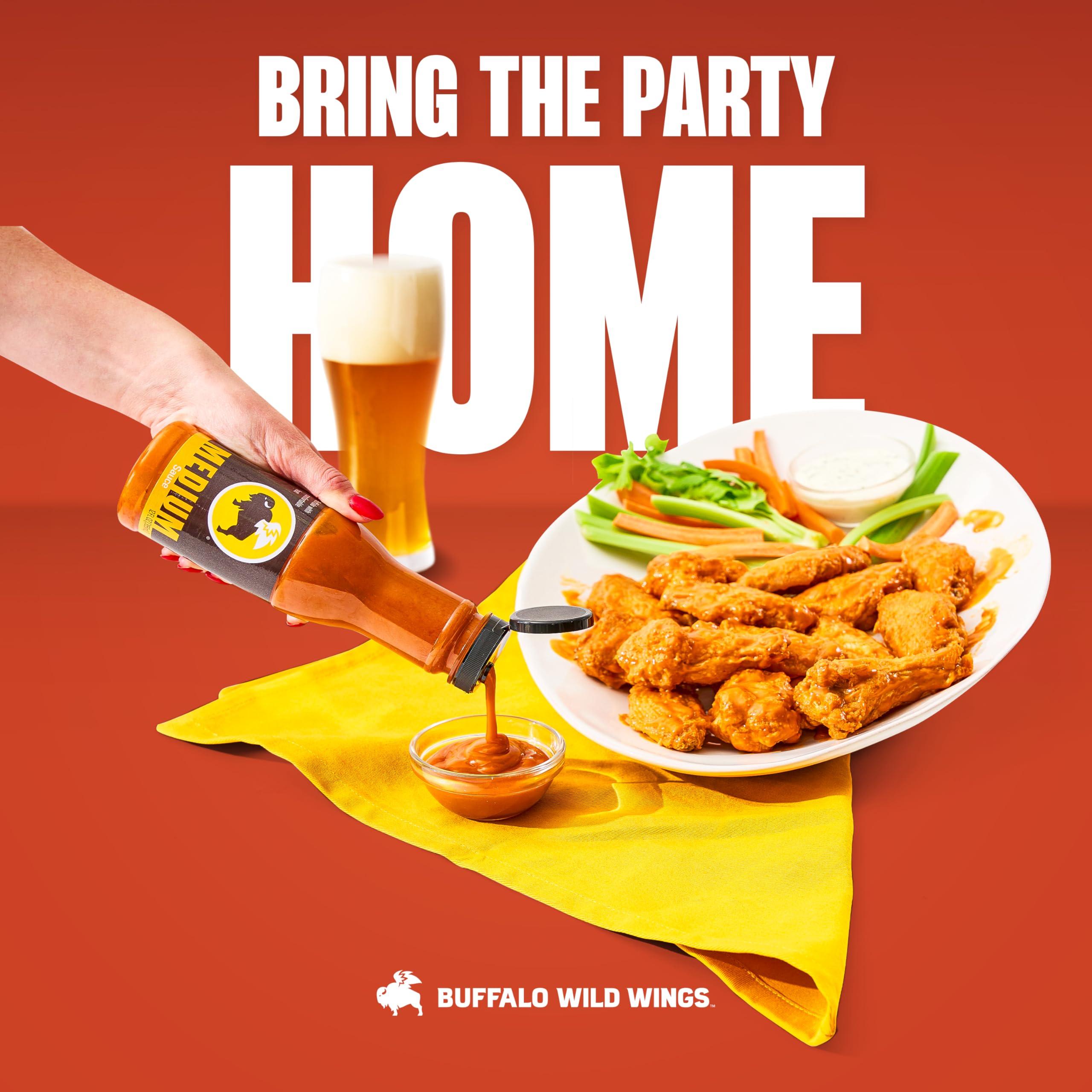 Buffalo Wild Wings Buffalo Wild Wings Medium Buffalo Sauce, 12 fl. oz., Perfect Dipping Sauce, Chicken Marinade, Wing Seasoning and Burger Topping, Enjoy a Medium, Comfortable Heat