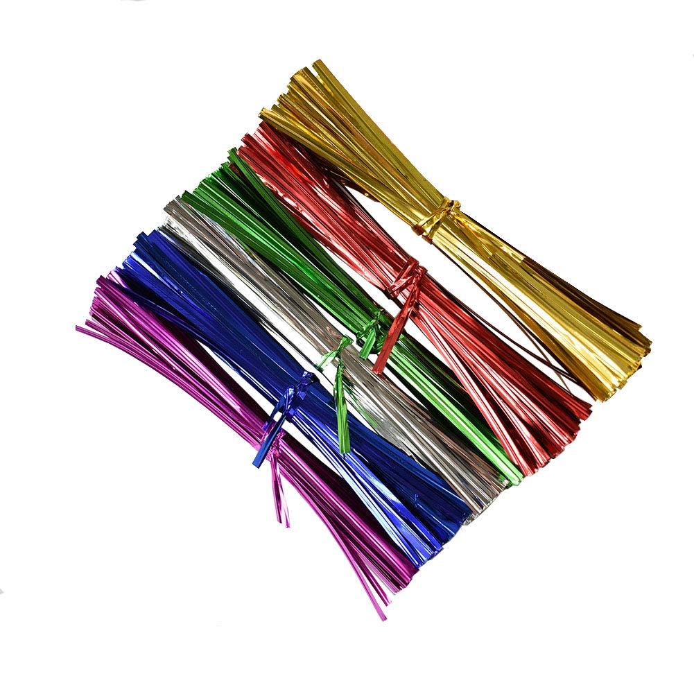 Leline\'s Leline\'s Metallic Twist Ties 1600pcs, 800 Pieces 6 inches Foil Twist Ties and 800 Pieces 4 inches Bag Ties, Assorted 6 Colors Cable Tie for Candy Bag, Cello Treat Bag