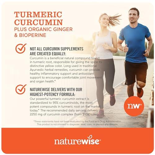 NatureWise NatureWise Curcumin Turmeric 2250mg with BioPerine & Vegan Vitamin K2 MK-7 100mcg and MK4 500mcg - 180 Count & 90 Softgels