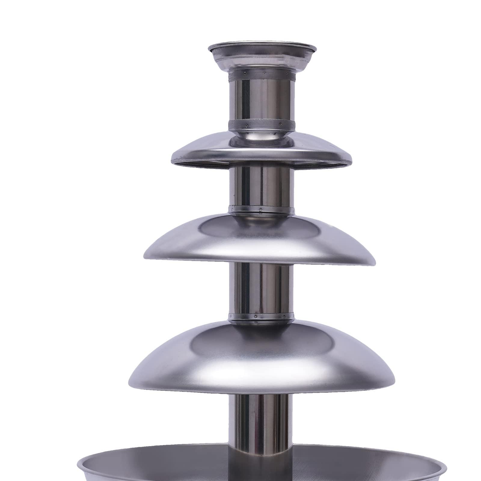 Goudergo 4 Tiers Chocolate Fountain Machine,170W Stainless Steel Chocolate Melting Pot, 8.5 * 18.1in Fhocolate Fountain Toolfor Family Gatherings, Anniversaries, Weddings