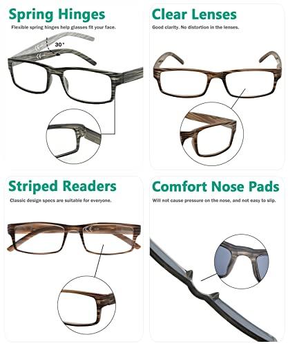 Eyekepper Eyekepper Spring Hinge Striped Reading Glasses (3 Pairs) Men Includes Sunshine Readers +2.5