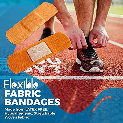 MEDca Flexible Fabric Bandages - Flex Fabric Adhesive Bandages Finger-Tip Bandages Knuckles andThumb Bandages for Finger Careand to Protect Wounds from Infection - (200 Count)