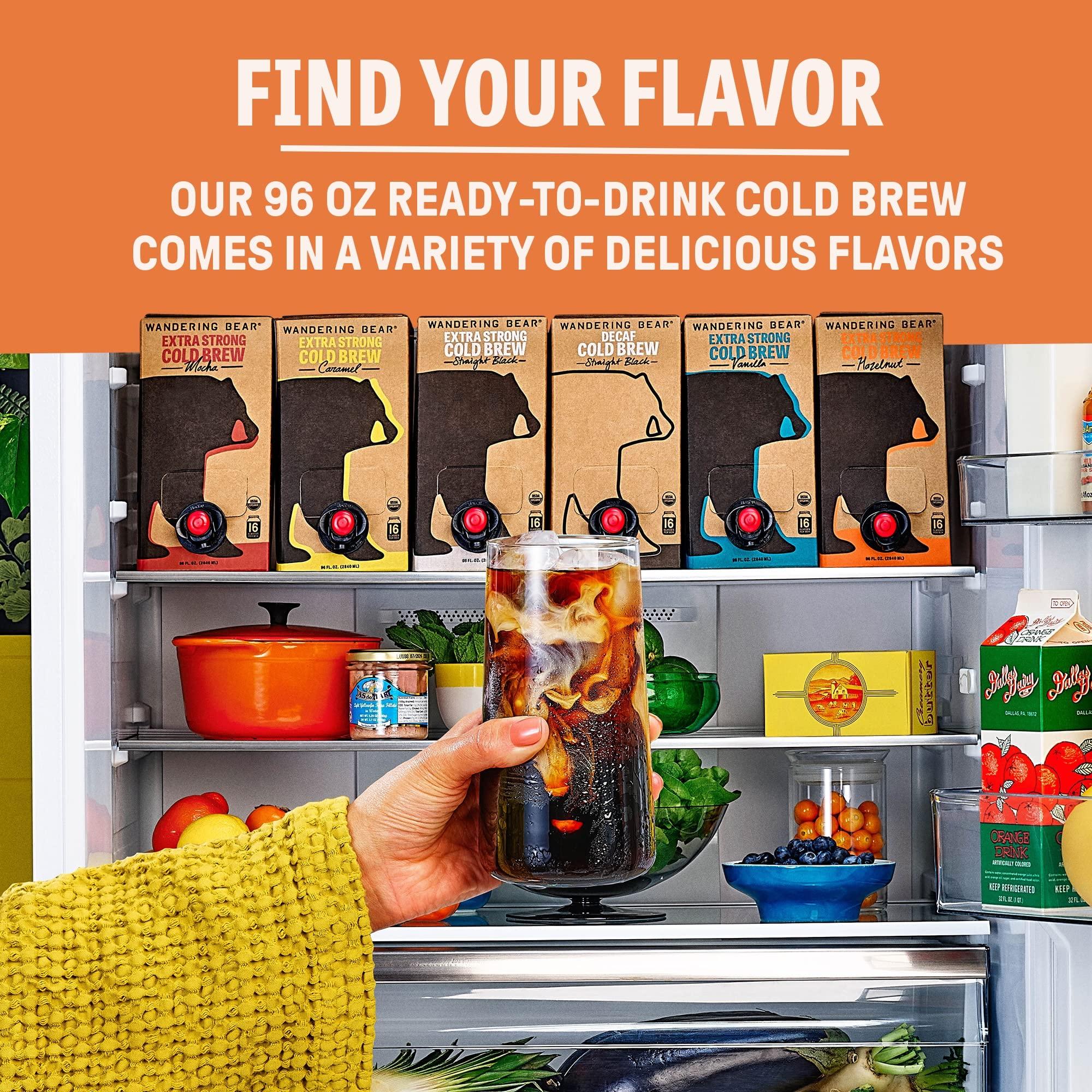 Wandering Bear Wandering Bear Organic Hazelnut Cold Brew Coffee On Tap, 96 fl oz - Extra Strong, Smooth, Unsweetened, Shelf-Stable, and Ready to Drink Iced Coffee, Cold Brewed Coffee, Cold Coffee