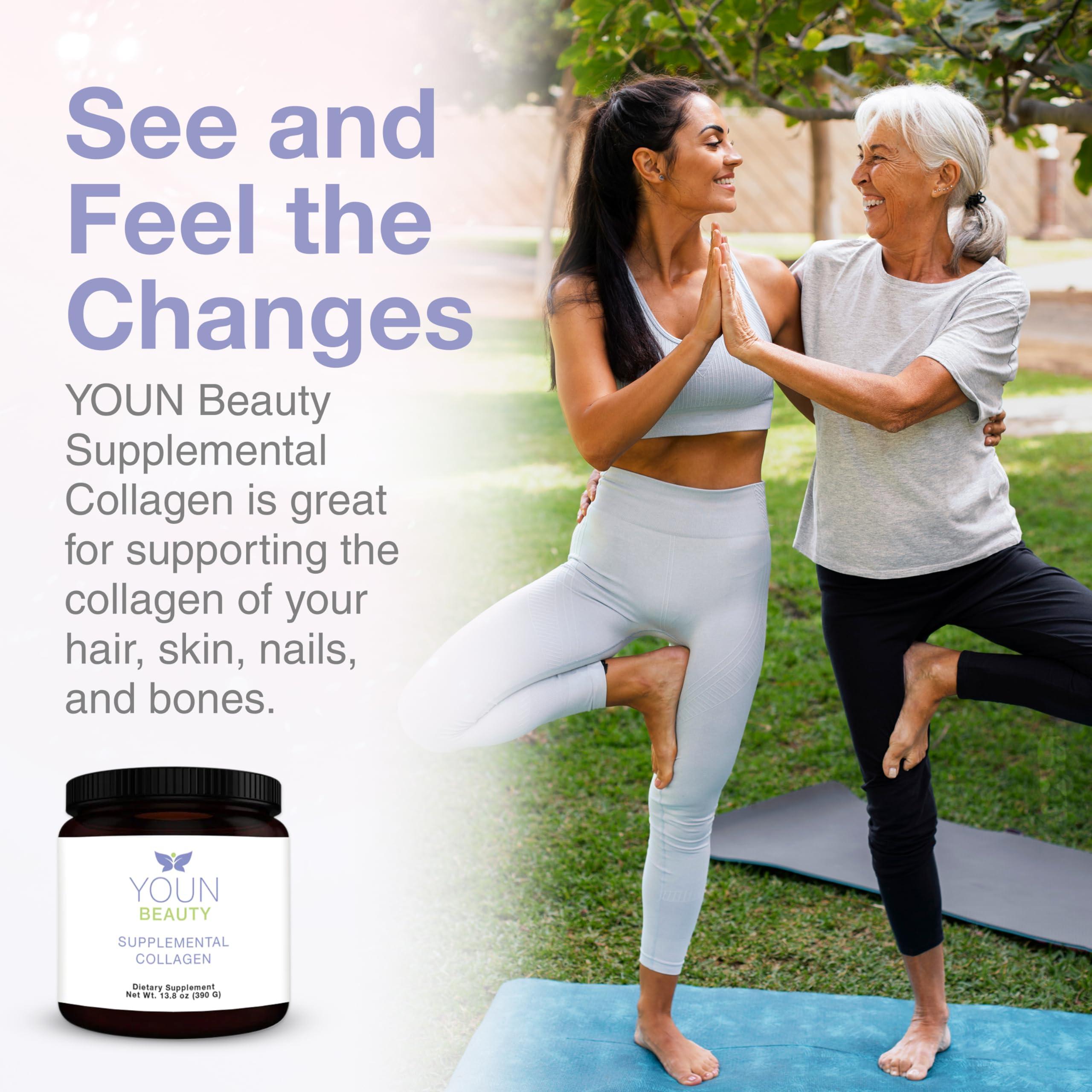 YOUN Beauty YOUN Beauty Supplemental Collagen Powder by Holistic Plastic Surgeon Dr. Anthony Youn, 30 Servings (Unflavored)  Fortigel, Fortibone & Verisol Multi-Collagen Peptides for Skin Health