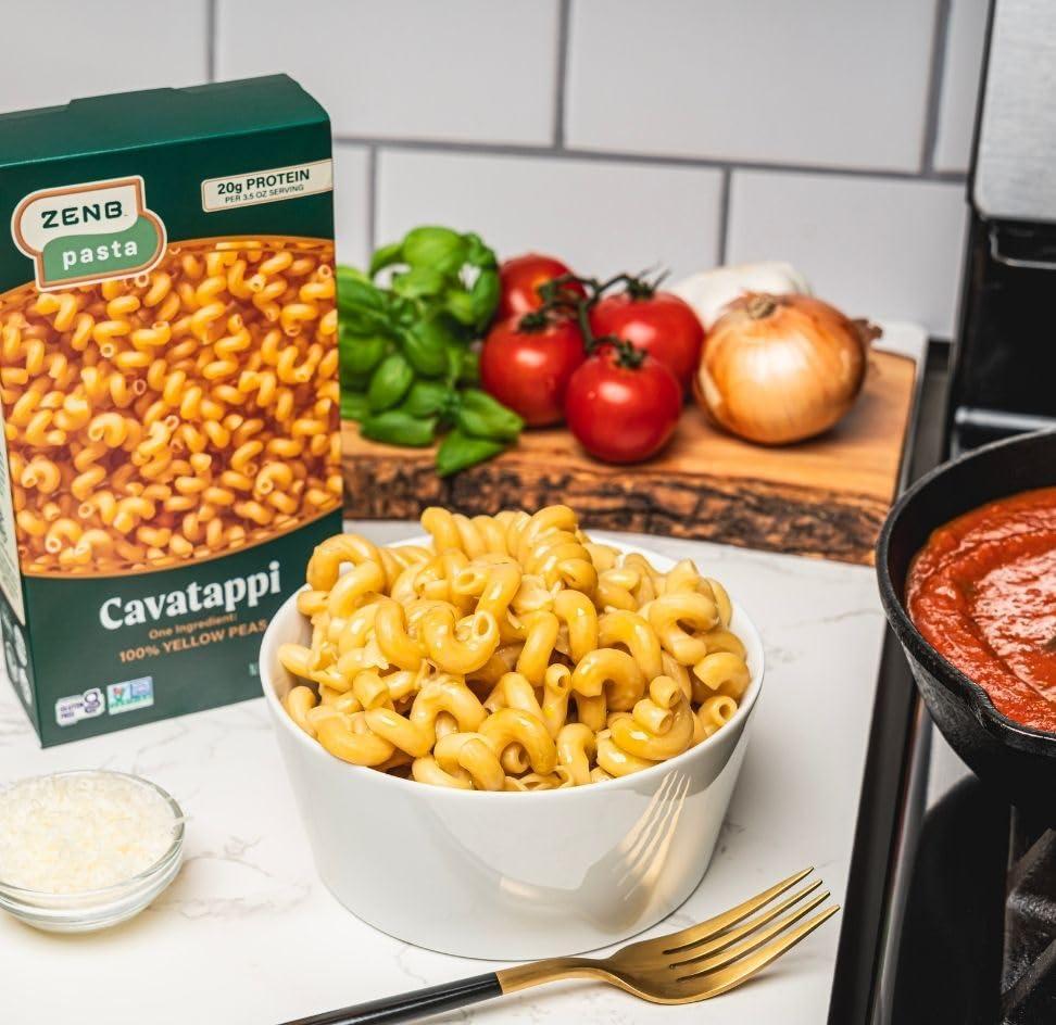 ZENB ZENB Plant-Based Cavatappi - Pasta Made From 100% Yellow Peas, Gluten Free, Non-GMO & Vegan, Less Carbs than Traditional Pastas, 20g Protein & 12g Fiber In Every 3.5 oz Serving - 8 oz Boxes (Pack of 3)