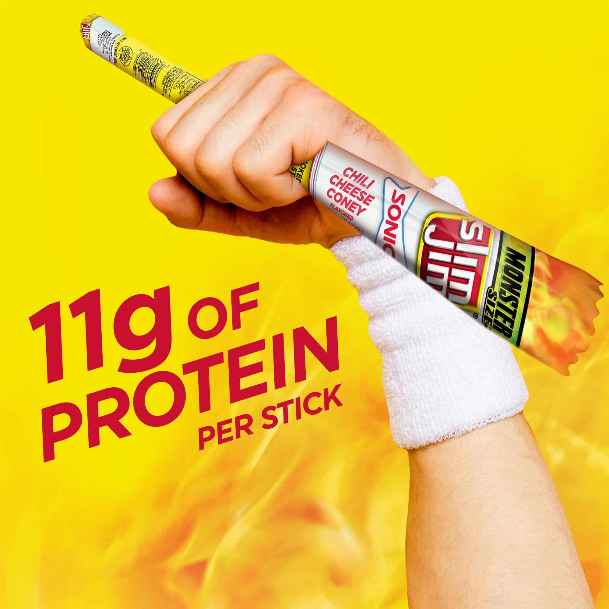 Slim Jim Slim Jim Monster Smoked Meat Sticks, Sonic Chili Cheese Coney Flavor, High Protein, 1.94 oz. (18 Count)