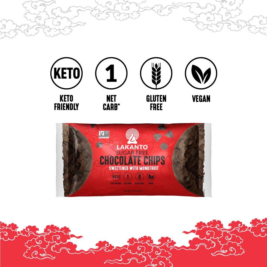 Lakanto Lakanto Sugar Free Chocolate Chips - Monk Fruit Sweetener and Erythritol, Perfect for Baking, Pancakes, Muffins, Protein Bites, Melting, Mixing, Snacking, Gluten Free, Vegan (8 oz - Pack of 3)