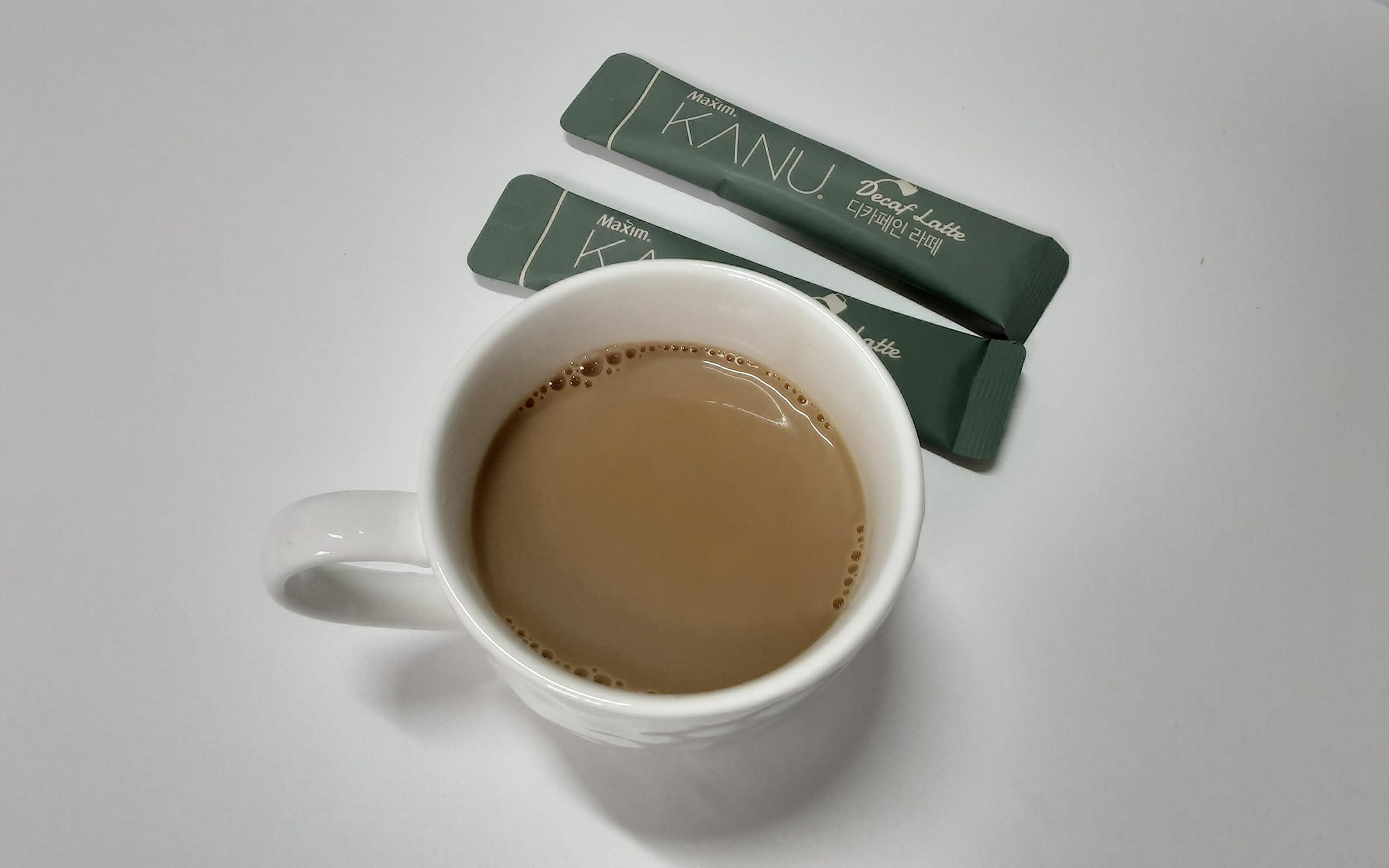 ZEESOON Kanu Decaf Latte Korea Instant Coffee 13.5g(65kcal) X 10 Sticks, Decaffeinated Sweet Latte