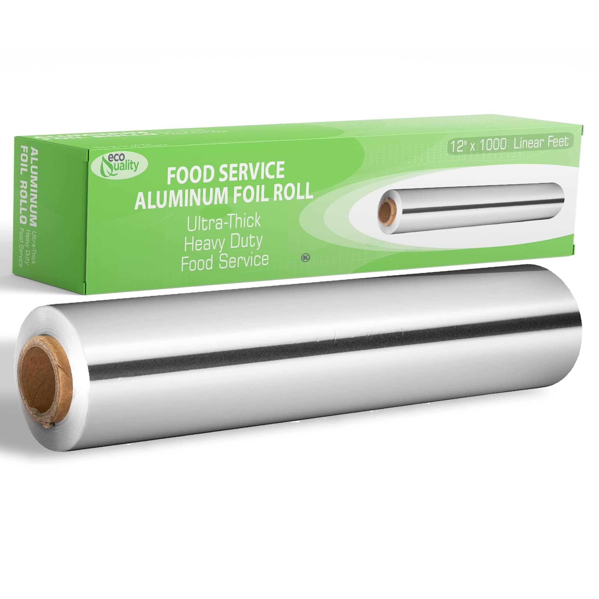 EcoQuality EcoQuality [7 Pack] Food Service Heavy Duty Aluminum Foil Roll (12 in x 1000 ft) with Sturdy Corrugated Cutter Box - Great for Grill Use, Kitchen Wrap, Foil Wrap, Cooking, Cleaning