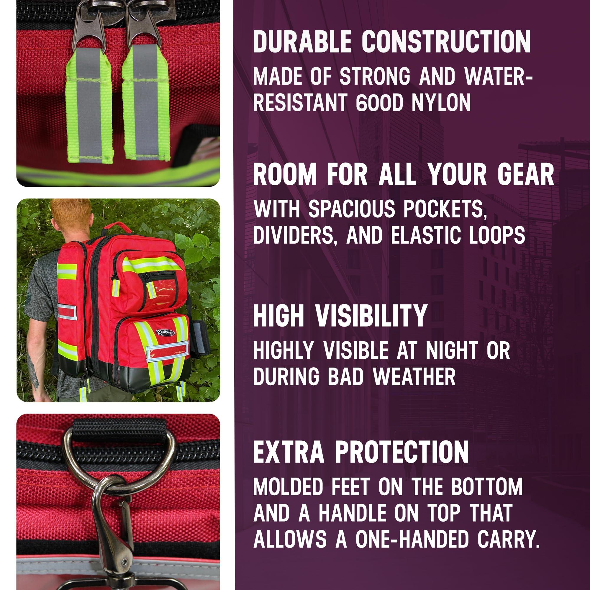 Kemp USA Kemp USA Ultimate EMS Backpack - EMT Bag | Emergency Backpack with a strap for D Oxygen Cylinder | Medical Backpack for Search and Rescue Tools | Large Medic Bag for EMT Kit | 8 Lbs.