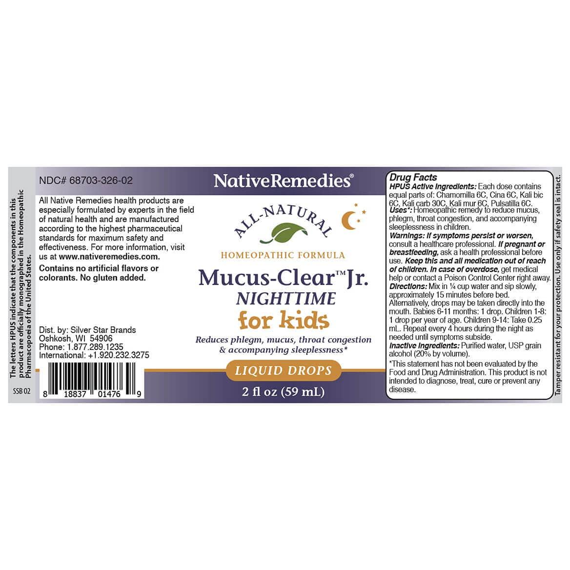 Native Remedies Native Remedies Mucus-Clear Jr. ComboPack for 24 Hour Relief of Mucus & Phlegm Congestion in Children, 59 ml