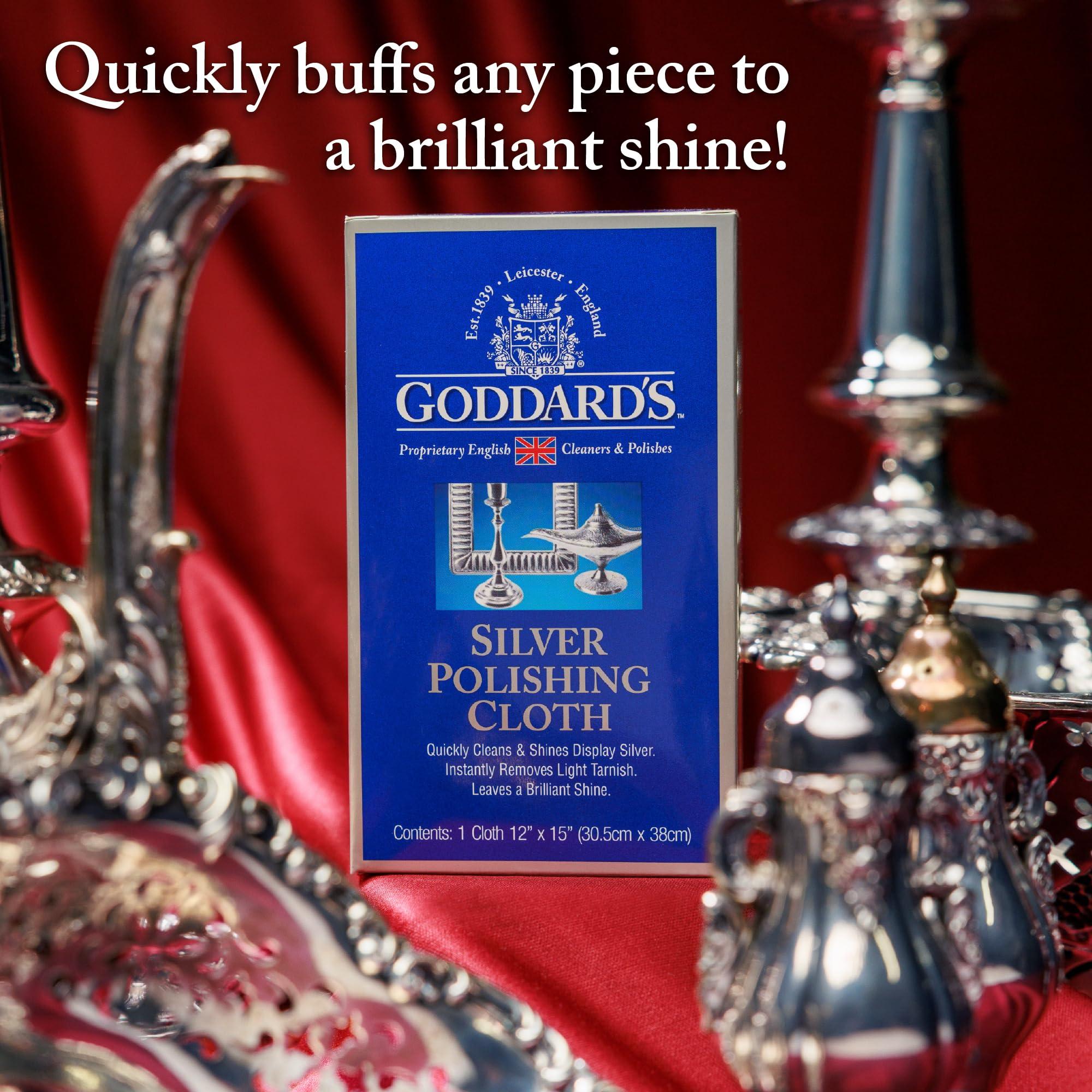 Goddard\'s Goddard\'s Cotton Silver Polishing Cloth for Cleaning Silver Jewelry, Gold, Dinnerware, Silverware, Antiques, Helps Shine, Protect & Clean, 1 Cloth