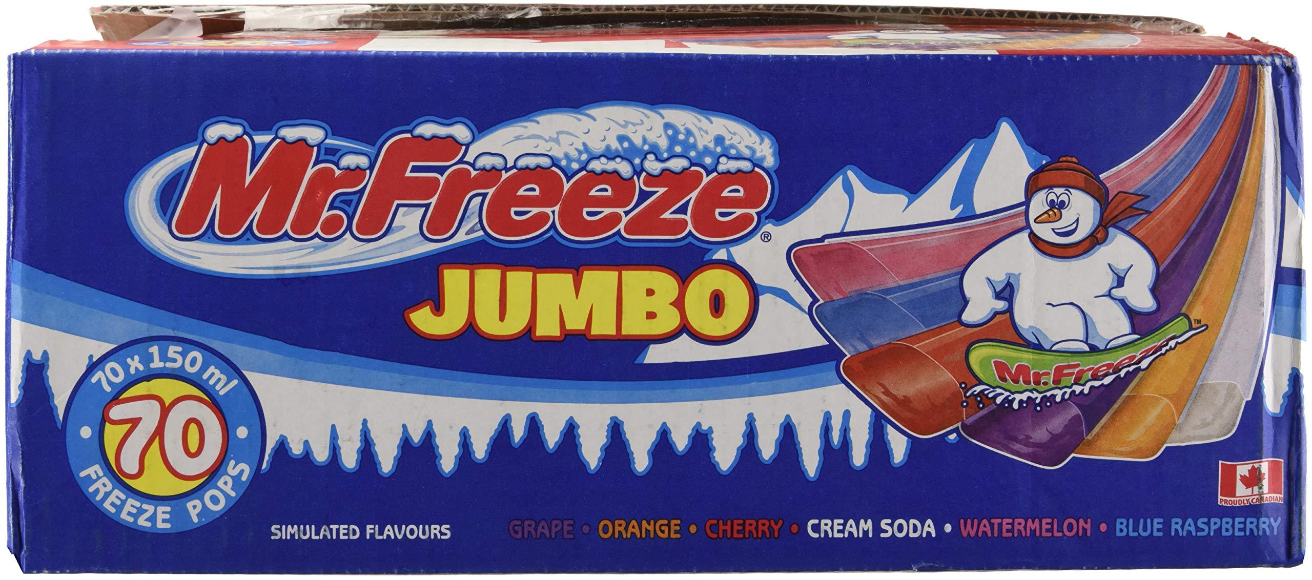 Mr. Freeze Mr. Freeze Jumbo Cherry,Grape,Orange,Raspberry,Watermelon Ice Pops Freezies 150 Mililiters/5 Ounces - 70 Pack No HFCS Imported from Canada