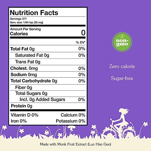 NuNaturals NuNaturals All-Natural Monk Fruit Powder Plant-Based Sweetener, Zero-Calorie, Low Glycemic.71 oz