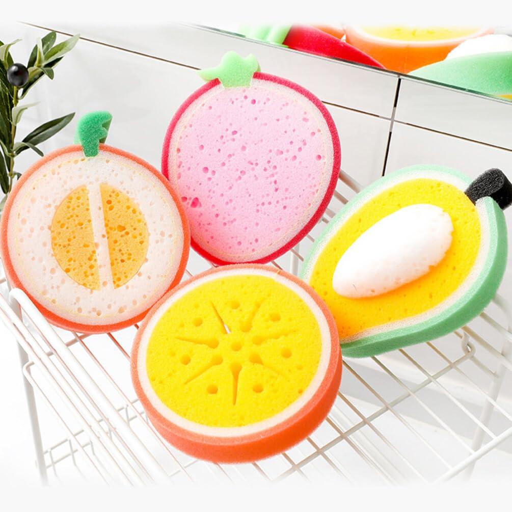 JECOMPRIS JECOMPRIS 12pcs Cleaning Sponge Cute Fruit-Shape Kitchen Sponge Washing Sponge Dish Cleaning Sponge Scrubber(4.72X4.72X1.38in)