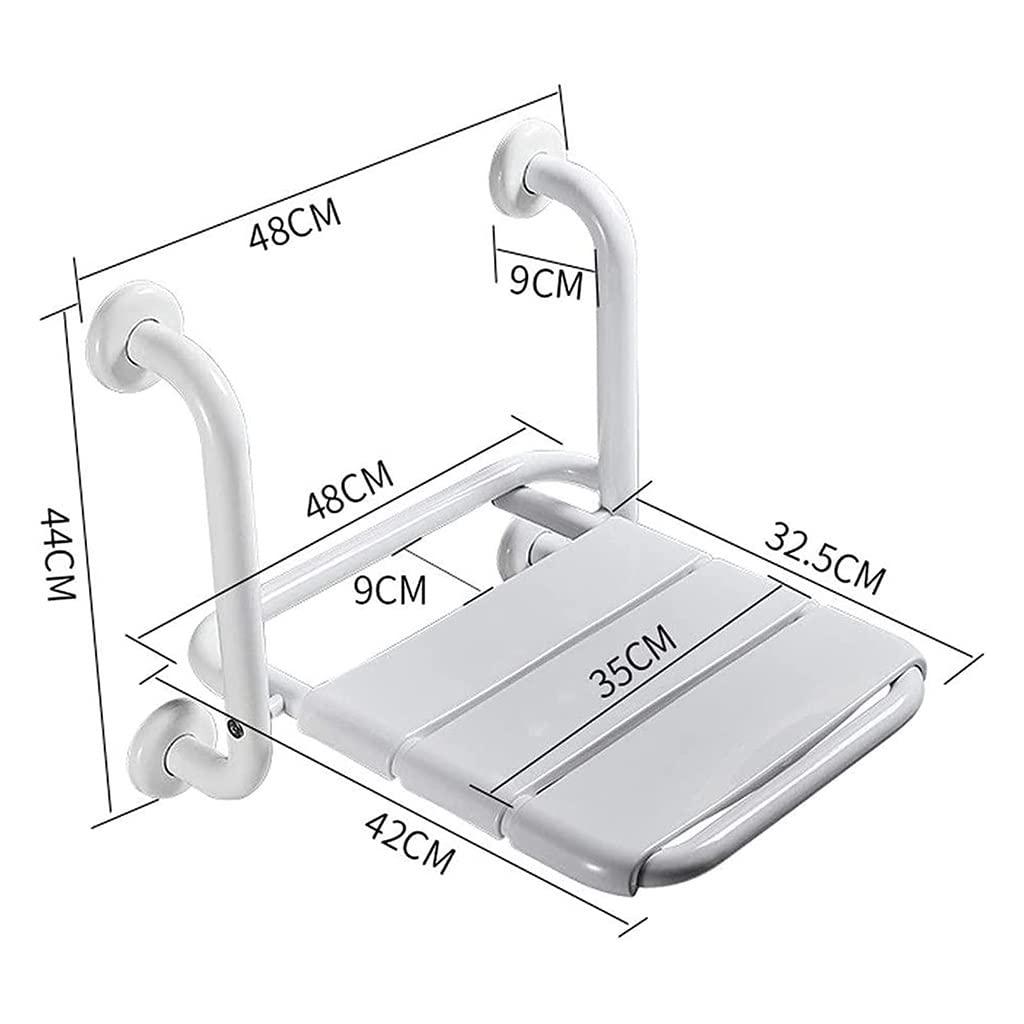 YOODODO YOODODO Foldable Wall Shower Chair, Elderly Disabled ABS Shower Seat Stool Fold-Up Bathroom Chair Wall Mounted Bath Bench Shower Chair