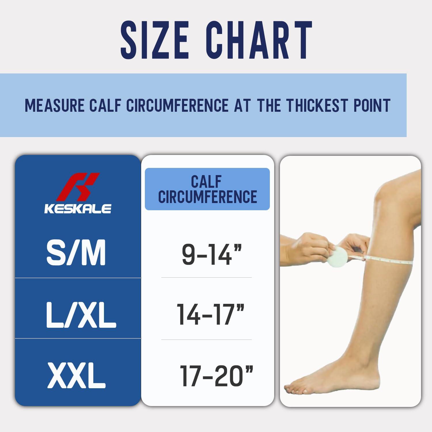 Keskale Keskale Compression Socks for Men & Women 20-30 mmHg Knee High (2 Pairs) - Best Support for Medical, Athletic, Sports, Travel, Running (Black/Gray, L/XL)