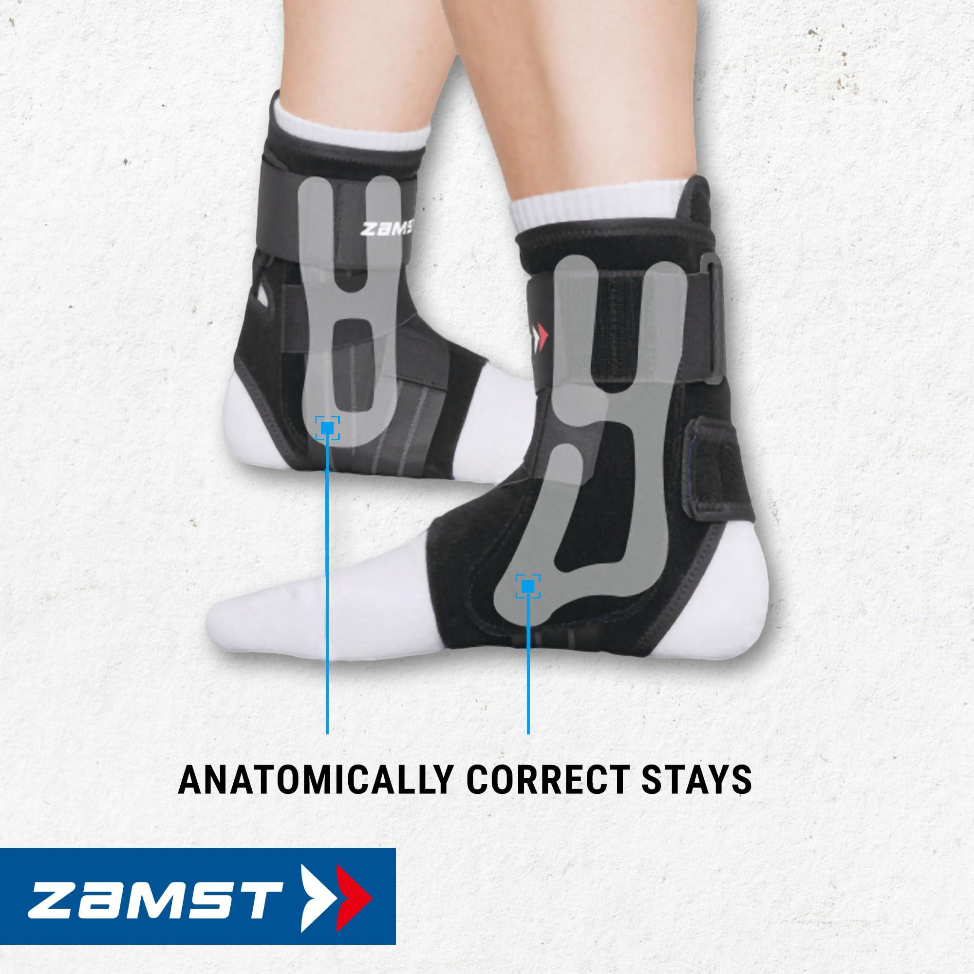Zamst Zamst A1 Sports Ankle Brace with Adjustable Three Way Straps For Moderate (Grade II) Lateral Ankle Sprain-for Basketball, Volleyball, Football, Lacrose, Tennis, Pickleball-Black, Left, Medium