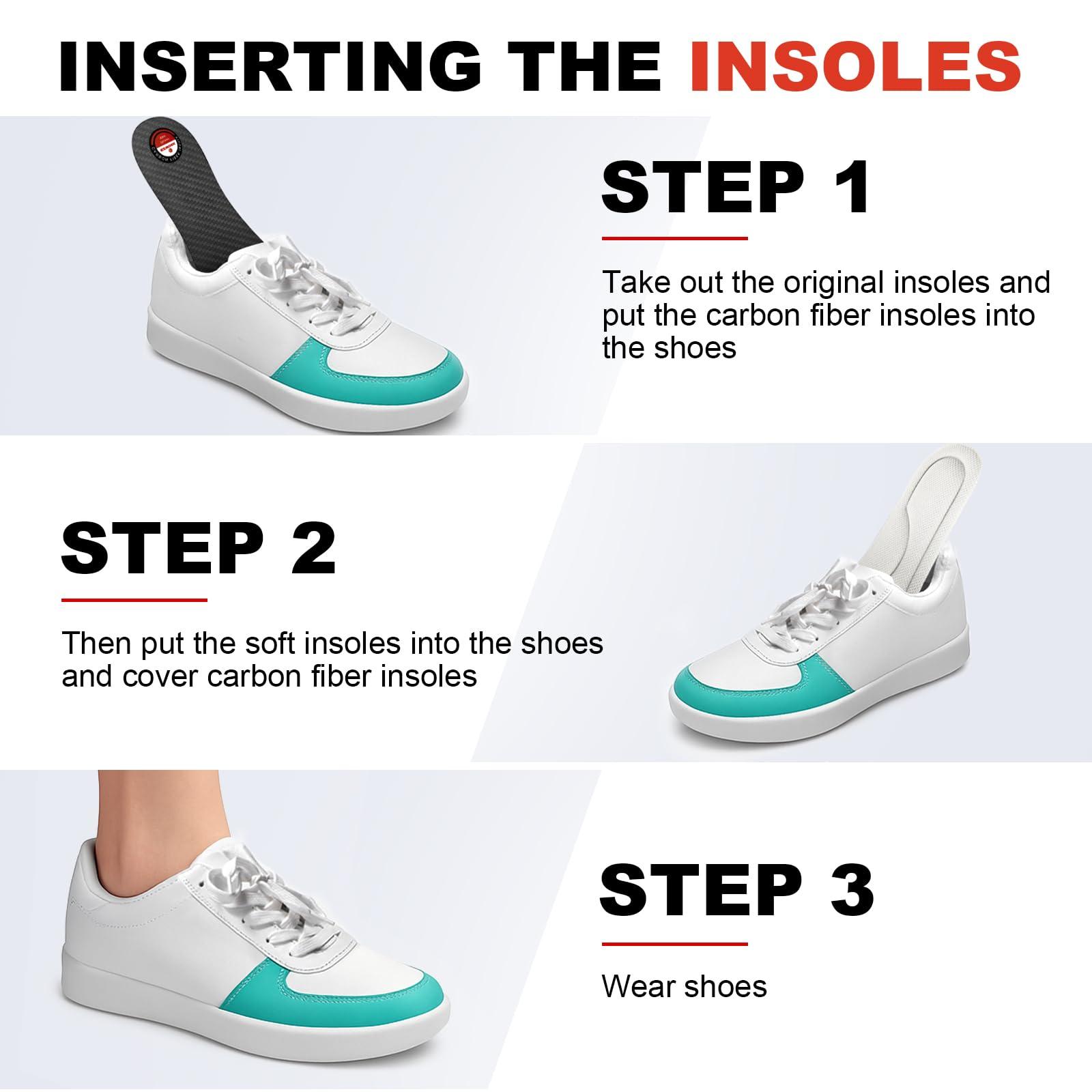 EZWORK Carbon Fiber Insoles, Carbon Fiber Foot Plate 1 PC Rigid Shoe Insert Support Turf Toe, Foot Fractures, Morton Extension, Hallux Rigidus and Limitus - Alternative to Post Op Shoe