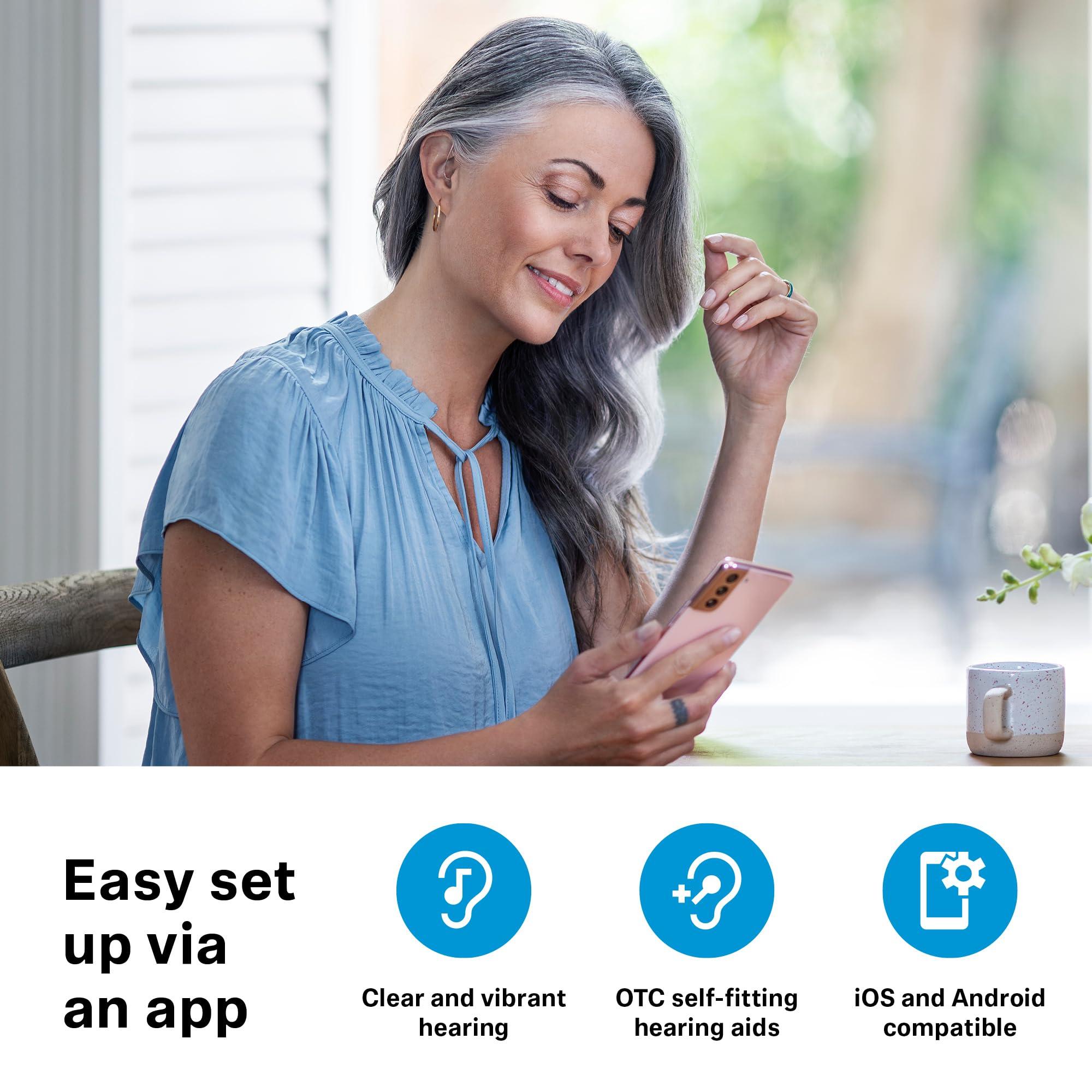 Sennheiser Sennheiser All-Day Clear Bluetooth Hearing Aids - OTC Hearing Aids with Bluetooth - Self-Fitting, Programmable Sound - FDA Cleared - Light Grey