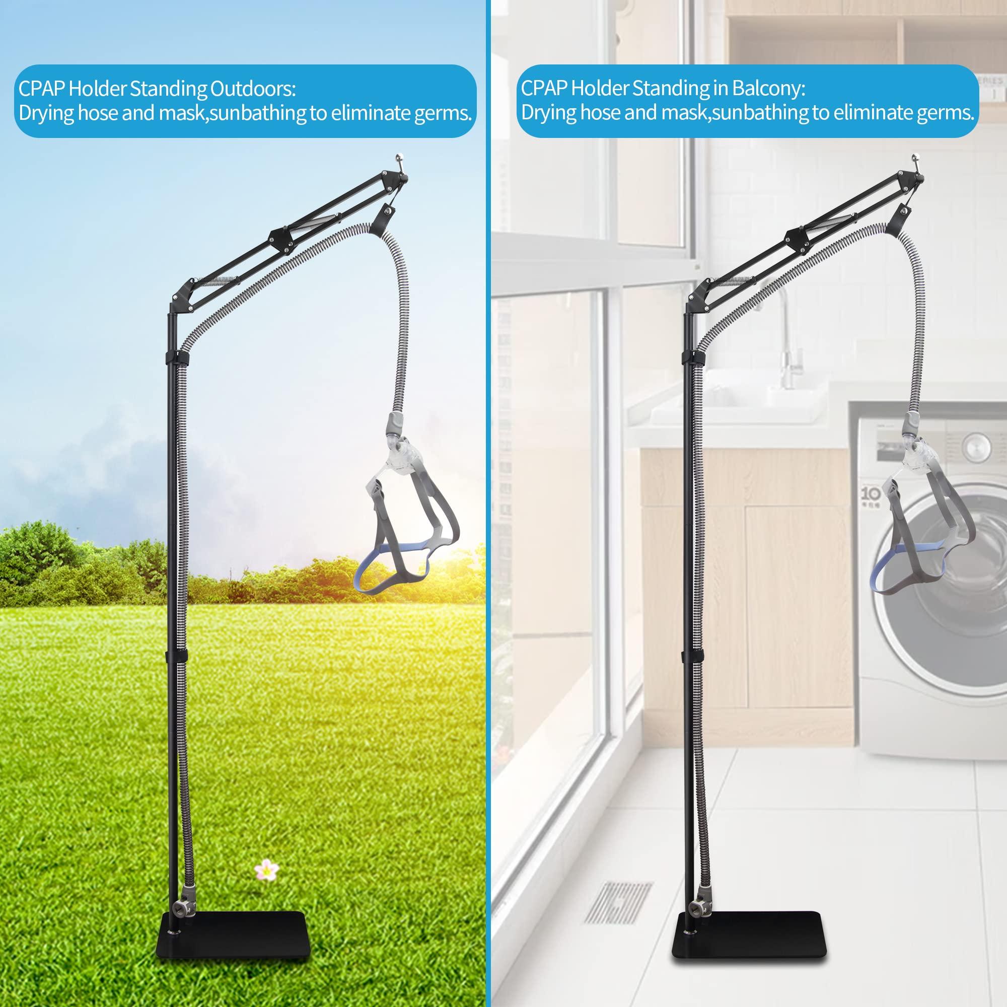 JAKIA CPAP Hose Tube Holder Lifter Clamp Clip Hook Support Bedside Storage Kit_Metal Structure Strong_5.6 ft Max High_Angle Height Adjustable_Prevent Hose Loose Tangle Air Leakage During Sleep