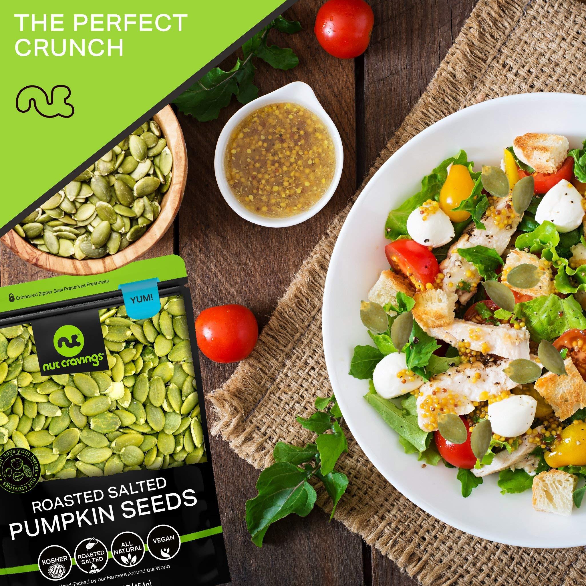 Nut Cravings NUT CRAVINGS - Roasted & Salted Pumpkin Seeds, Pepitas, No Shell (32oz - 2 LB) Packed Fresh in Resealable Bag - Nut Snack - Healthy Protein Food, All Natural, Keto Friendly, Vegan, Kosher