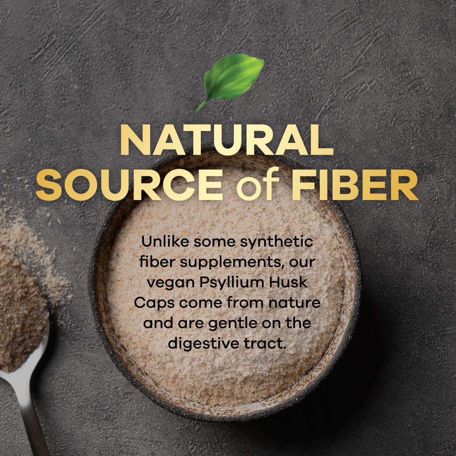 Nature's Nutrition Psyllium Husk Capsules 1500mg, Natural Daily Soluble & Insoluble Fiber, Psyllium Husk Powder Fiber Caps Supports Digestion Colon Health & Regularity, Non-GMO Gluten Free Supplement - 60 Veg Capsules