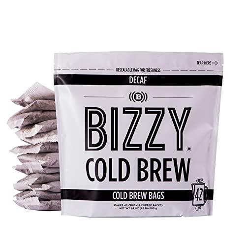 Bizzy Bizzy Cold Brew Coffee | Decaf Bundle | Coarse Ground Coffee + Brew Bags | Micro Sifted | Specialty Grade | 100% Arabica | 1 LB and 12ct Brew Bags