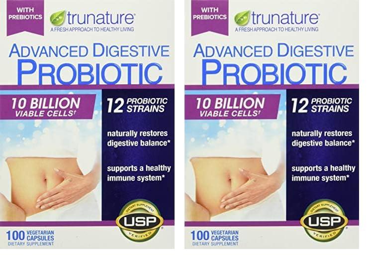 TruNature TruNature Advanced Digestive Probiotic, White, 100 Count (Pack of 2)