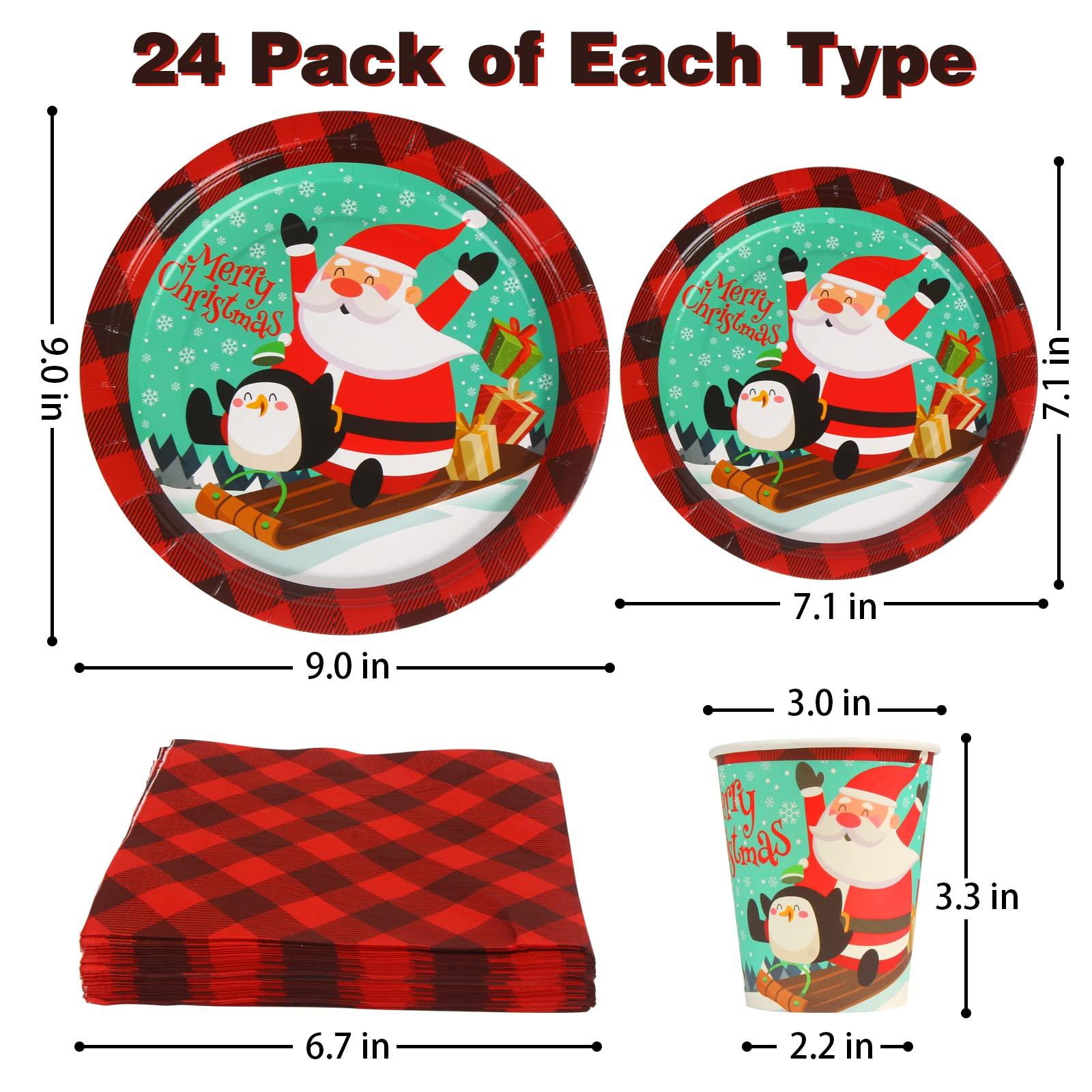 DIYASY DIYASY Christmas Paper Plates and Napkins, 96 Pack Disposable Plates Dinnerware Heavy Duty Christmas Dessert Dinner Plate Bulk for 24 Guests Party Set