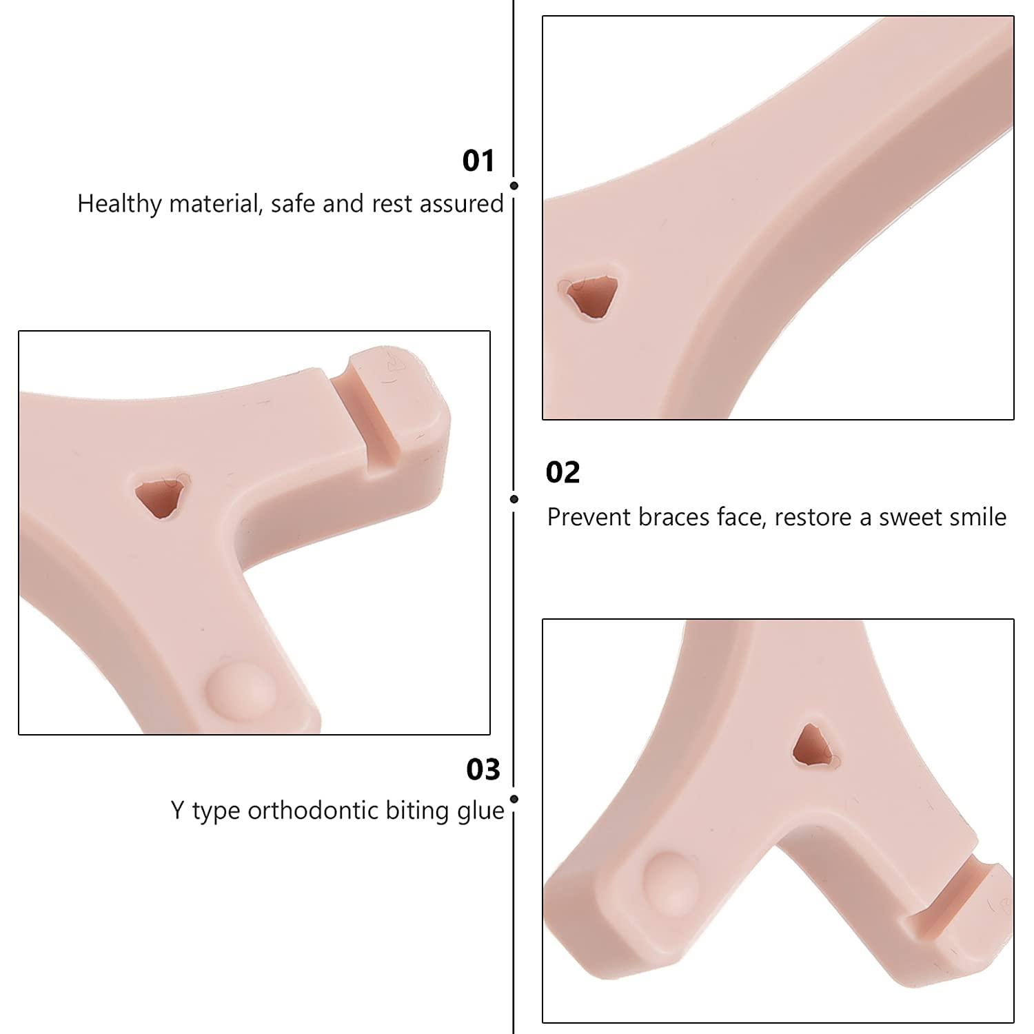 Zeenchoice Zeenchoice Orthodontic Aligner Chewies Dental Chompers Trays Seaters Multifunctional Y-shaped Orthodontics Chew for Clear or Metal Braces with Storage Case Help Correct Pink/Peach Scented flavor