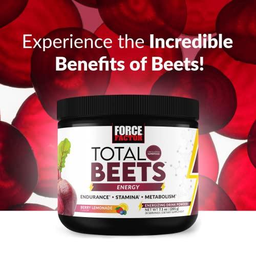 Force Factor FORCE FACTOR Total Beets Energy Drink Mix 2-Pack, Superfood Beet Root Powder, Nitrates to Boost Energy, Support Circulation, Blood Flow, Nitric Oxide and Stamina, Heart Health Supplement, 60 Servings