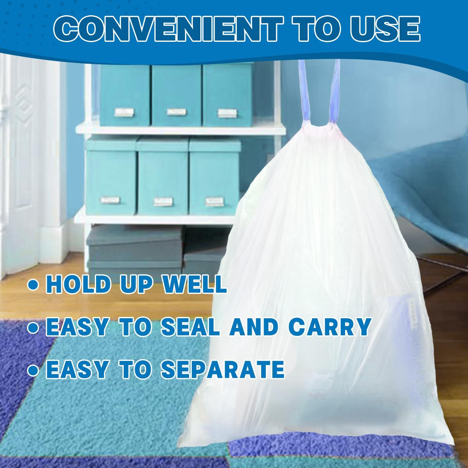 T.FORING T.FORING 5 Gallon Trash Bags Drawstring 1.1 Mil - 120 Count 18 Liter Small Garbage Bags for Bathroom, Strong Unscented White Plastic Wastebasket Bin Liners for Kitchen Office Toilet and Bedroom