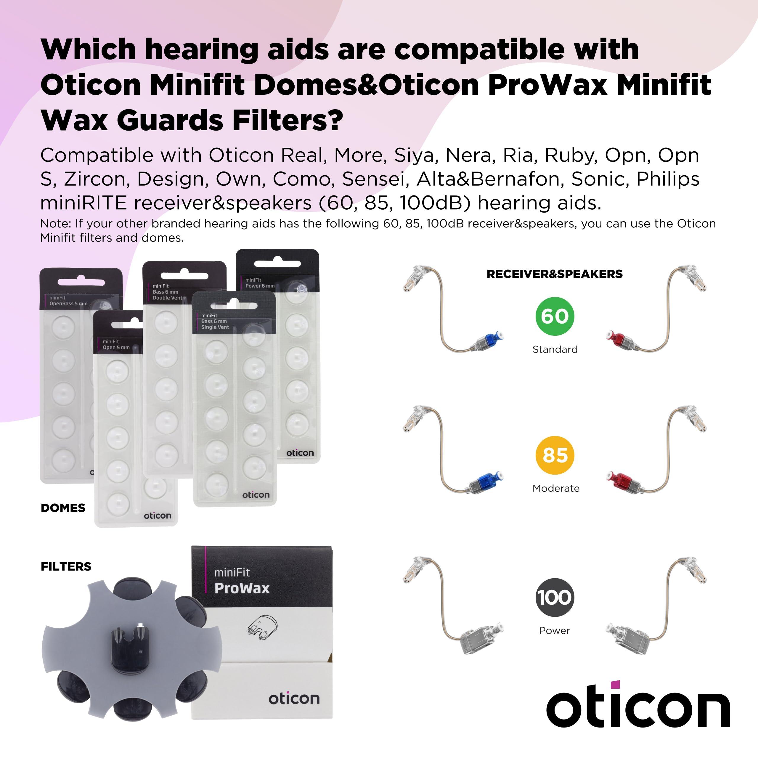 Otto Tech Oticon MiniFit Bass Double Vent 6mm = 0.24 inch - Small 30 Domes, Genuine OEM Denmark Replacements, Oticon Hearing Aid Domes Compatible with Oticon Bernafon Sonic Hearing Aids - 3 Pack/30 Domes Total