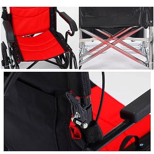 GLDDFDG GLDDFDG Portable Lightweight Wheelchairs with Handbrake,Ultra Light Folding Transport Wheel Chair,Transport Wheelchairs for Adults, Breathable Seat Cushion,Foldable Pedall,Trolleys for Elderly,Black