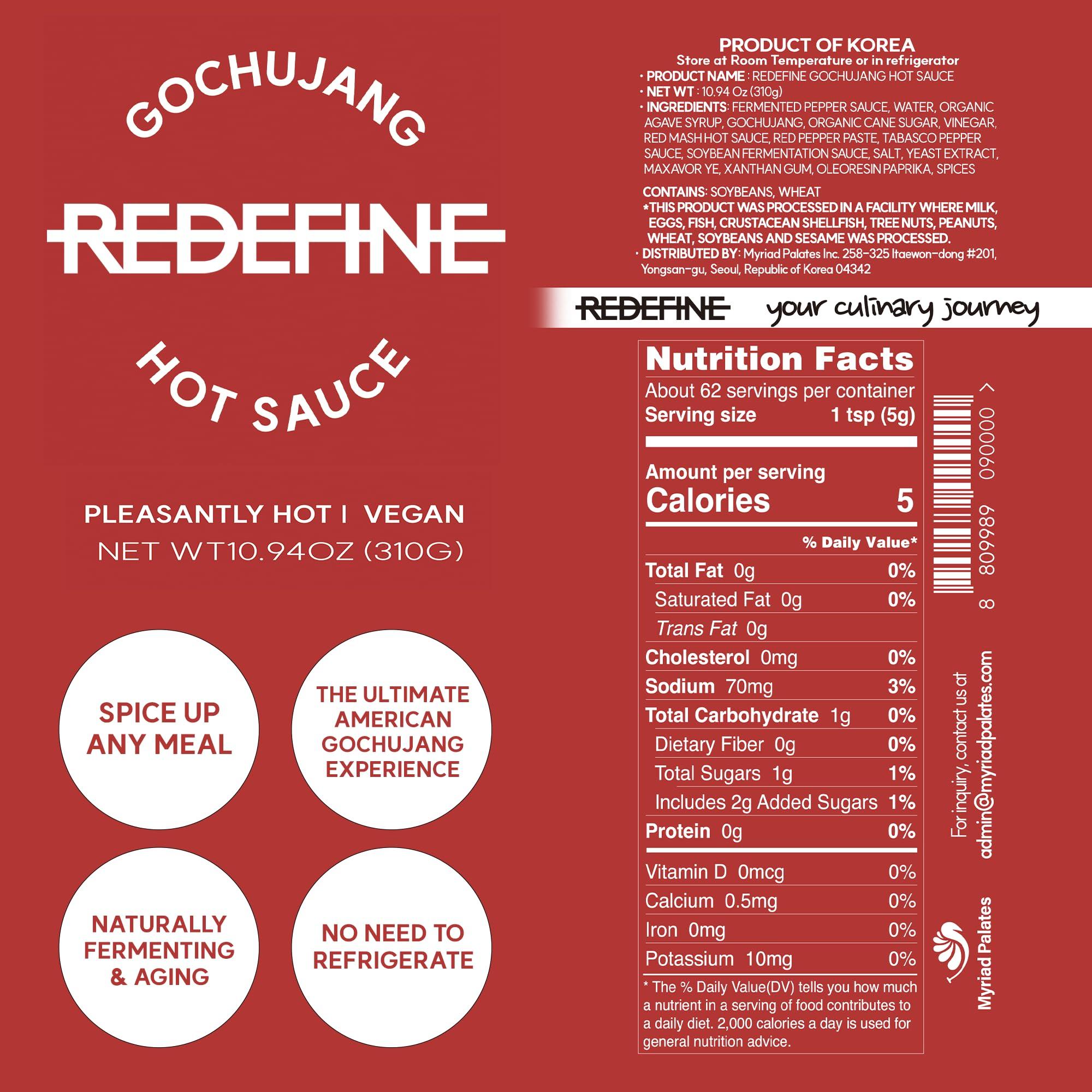 Grace nnvg Redefine Gochujang Hot Sauce, Premium Gourmet Hot Sauce with Rich Natural Flavors for Any Occasion, Pleasantly Hot, Vegan, 10.94oz