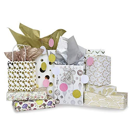 UNIQOOO UNIQOOO 100 Sheets Metallic Silver Foil Gift Tissue Paper Bulk, 20X14 Inch, Art Wrapping Paper for Gift Bag Box Packing, Wedding Birthday Party Favor, Pom Pom Piñata Tassel