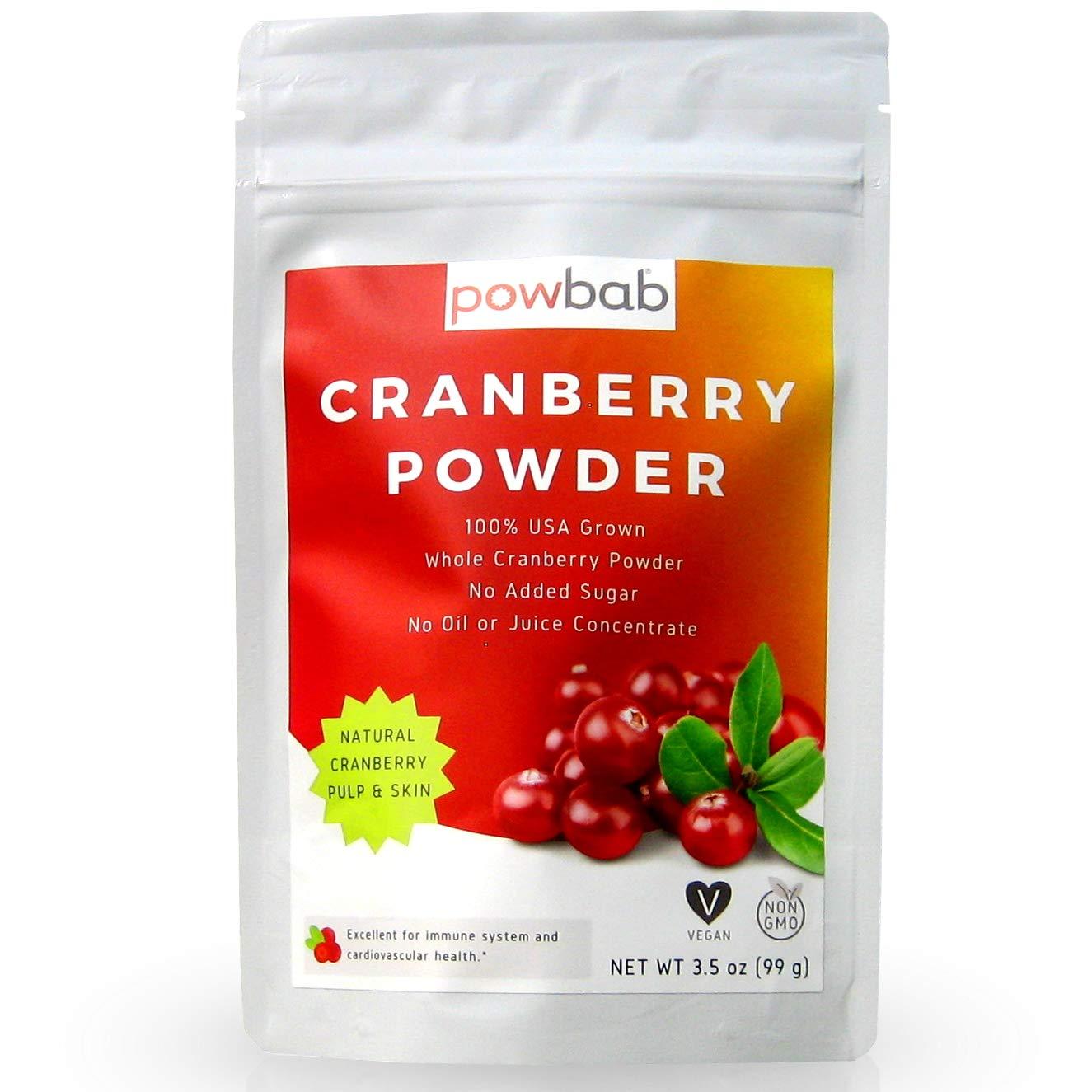 powbab powbab Cranberry Powder from 100% USA Grown Organic Dried Cranberries. No Added Sugar. Pure Fruit, Unsweetened Cranberry Supplement for Urinary Tract Health for Women. Not Freeze Dried. (3.5 Oz)