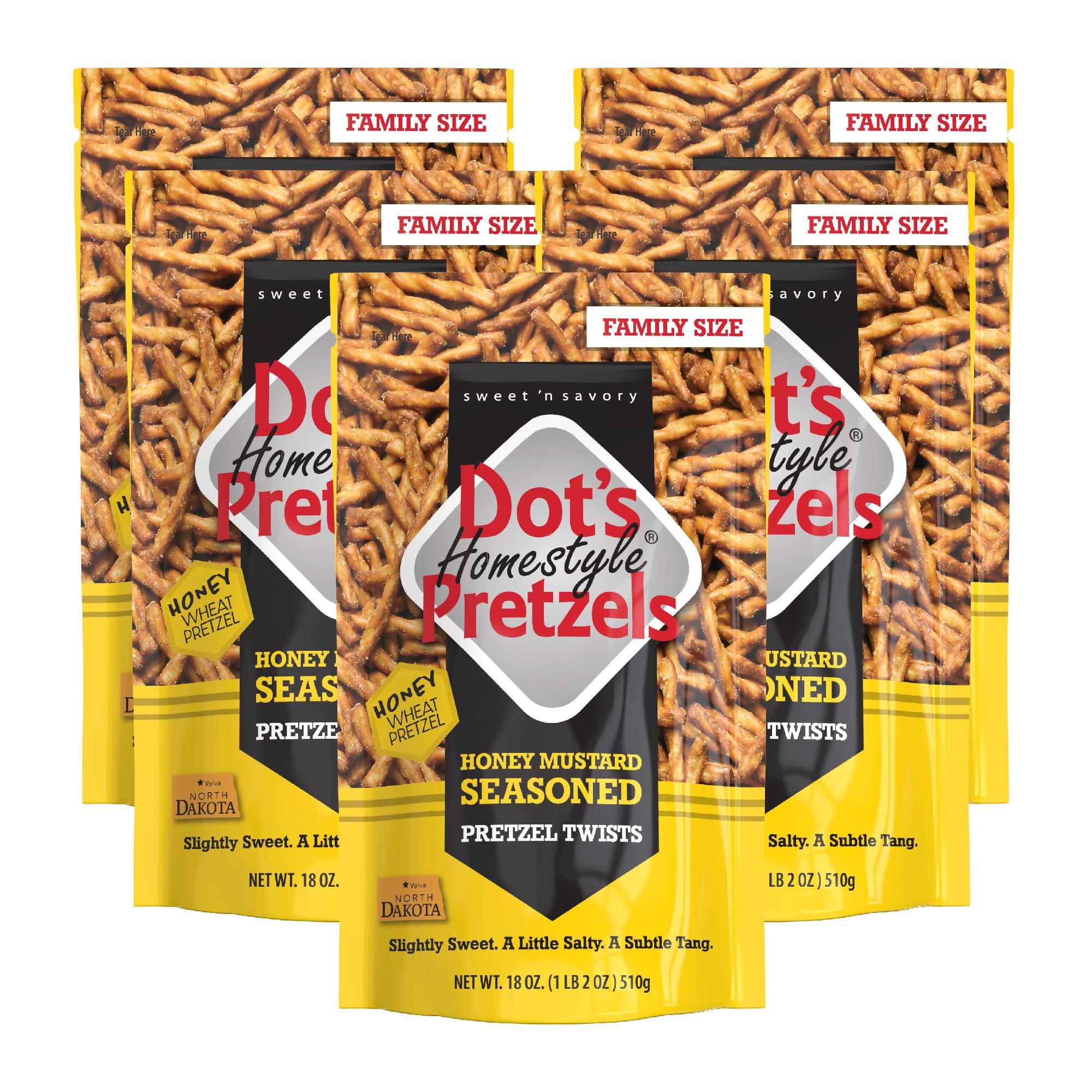 Dot\'s Homestyle Pretzels Dot\'s Homestyle Pretzels 18 Ounce Family Size Honey Mustard Seasoned Pretzel Twists (5 Pack)