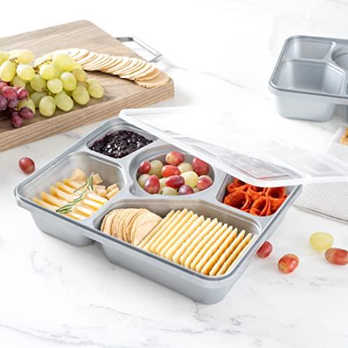 Restaurantware Restaurantware Futura 63 Ounce Meal Prep Containers With Lids, 100 Tamper-Evident To Go Containers - Microwavable, Disposable, Silver Plastic Food Containers With Lids, For Take Out or Lunches