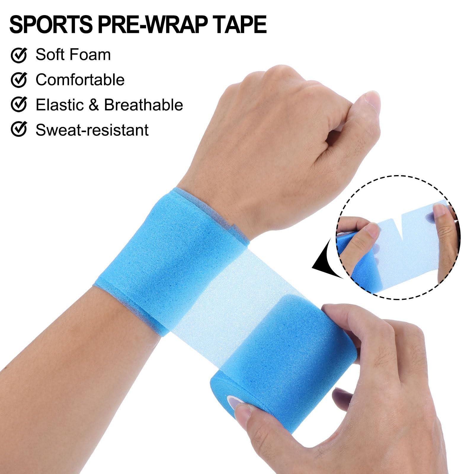MECCANIXITY MECCANIXITY Pre Wrap Athletic Tape 30 Yards x 2.8 Inch Foam Under Wrap Tape Sports Prewrap Headband for Hair Ankles Wrists Hands Knees, Green 12 Rolls