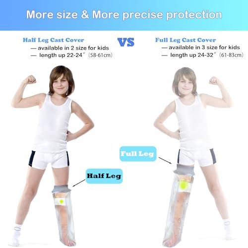 Divvsck Waterproof Full Leg Cast Cover for Shower Kids -Available in 3 Sizes | Leg Cast Shower Protector, Watertight Seal Cast Cover Leg for Knee Foot Ankle, No Mark on Skin Reusable(Recommended Age:11-15)